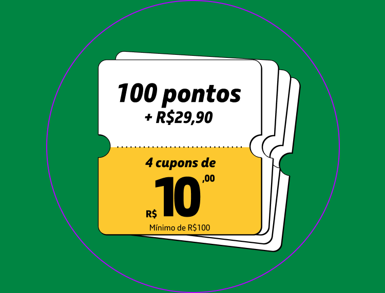 4 cupons de R$10,00